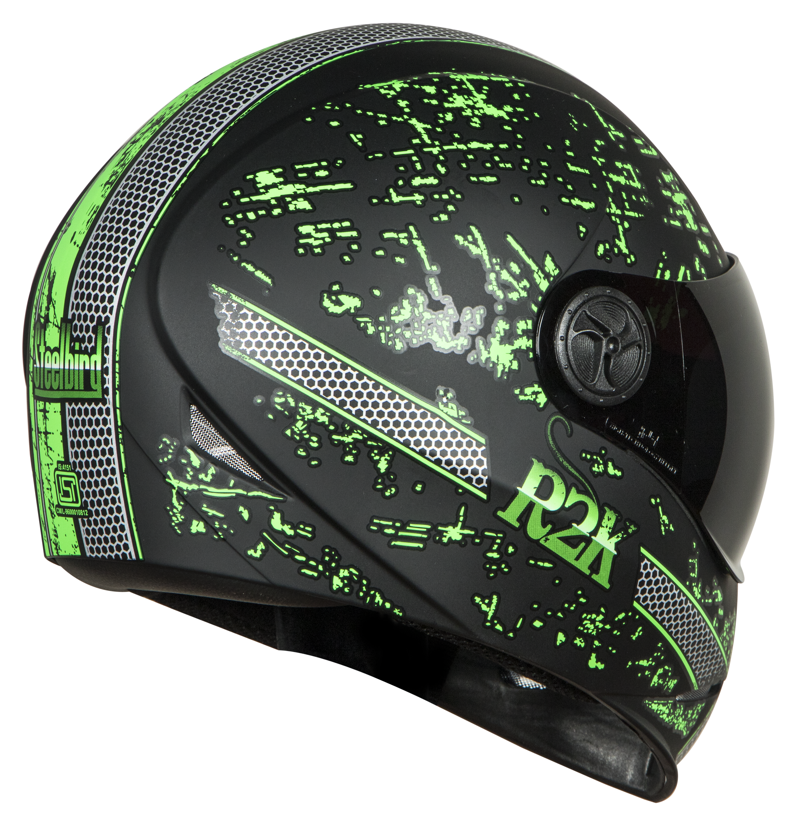 SBH-1 Adonis R2K Glossy Black With Green( Fitted With Clear Visor Extra Smoke Visor Free)
